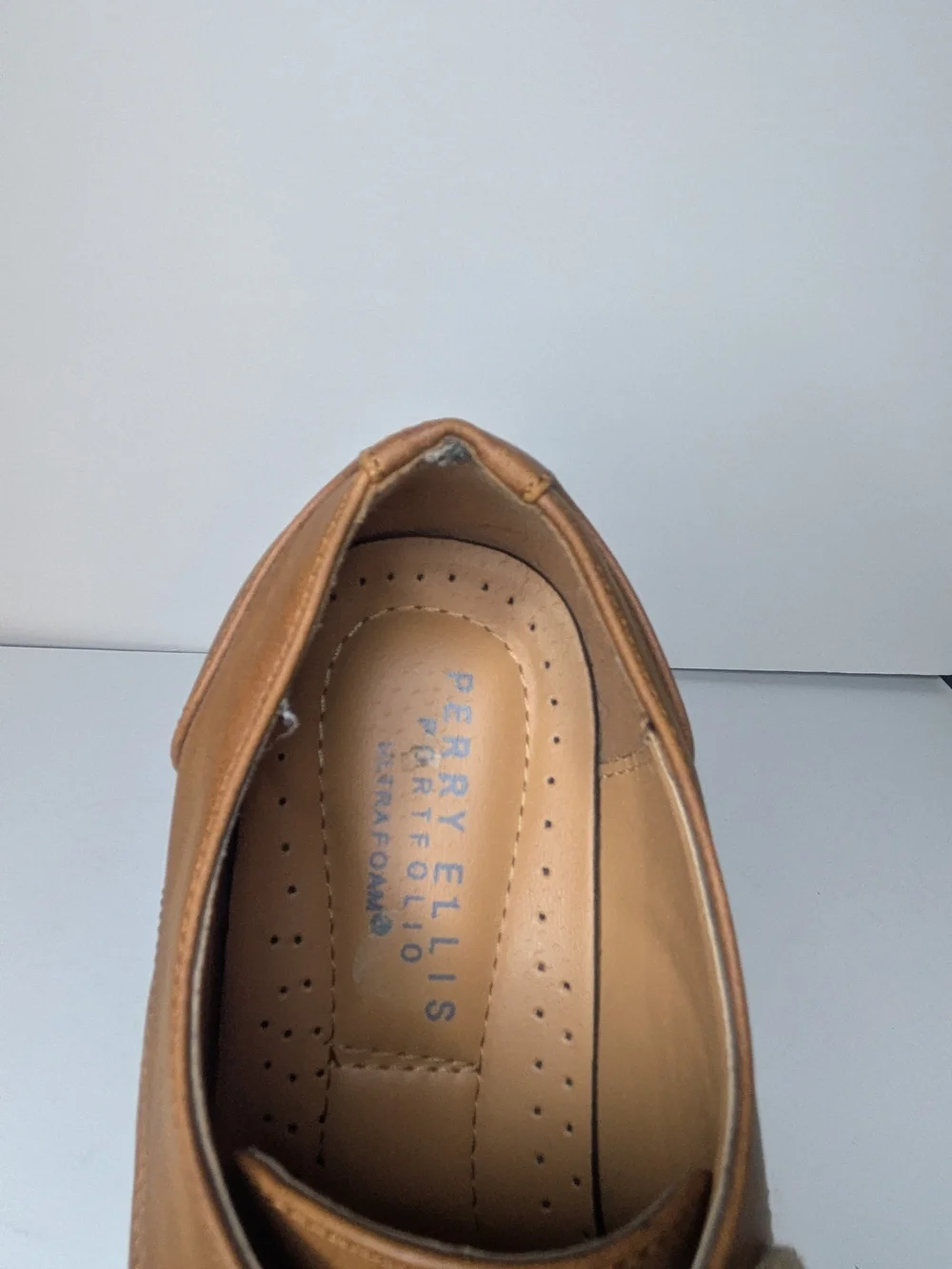 Perry Ellis Tan Leather Oxford Lace-Up